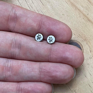 6mm Real Pawprint Studs (Stainless Steel) - Your Pet's Pawprint