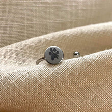 Load image into Gallery viewer, Real Pawprint Adjustable Open Top Ring (Stainless Steel) - Your Pet's Pawprint
