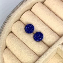 Load image into Gallery viewer, 8mm Sapphire Shimmer Druzy Studs