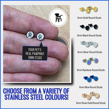Load image into Gallery viewer, 6mm Real Pawprint Studs (Stainless Steel) - Your Pet's Pawprint