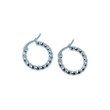 Load image into Gallery viewer, Twisted Silver Hoop Earrings (Stainless Steel)