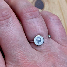 Load image into Gallery viewer, Real Pawprint Adjustable Open Top Ring (Stainless Steel) - Your Pet's Pawprint