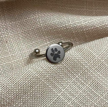 Load image into Gallery viewer, Real Pawprint Adjustable Ring (Stainless Steel) - Your Pet's Pawprint