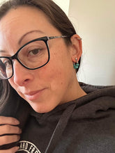 Load image into Gallery viewer, Turquoise Gemstone Hoop Earrings (Stainless Steel)