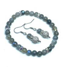 Load image into Gallery viewer, Labradorite Pave Sparkle Drop Earrings