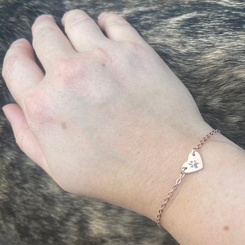 Real Pawprint Bracelet (Stainless Steel) - Your Pet's Pawprint
