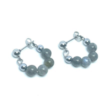 Load image into Gallery viewer, Labradorite Gemstone Hoop Earrings (Stainless Steel)
