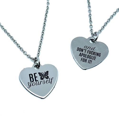 “Be Yourself” Double-Sided Charm Necklace (Stainless Steel)