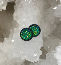 Load image into Gallery viewer, 8mm Tropical Green Druzy Studs