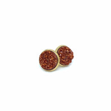 Load image into Gallery viewer, 10mm Pumpkin Spice Latte Druzy Studs