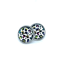 Load image into Gallery viewer, 12mm Harlequin Leopard Print Studs