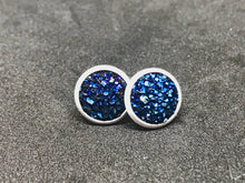 Load image into Gallery viewer, 10mm Denim Blue Druzy Studs