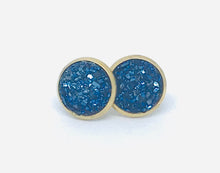 Load image into Gallery viewer, 10mm Denim Blue Druzy Studs