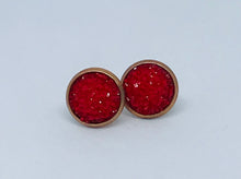 Load image into Gallery viewer, 10mm Red Druzy Studs