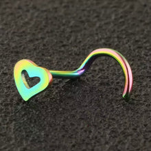Load image into Gallery viewer, Rainbow Heart Nose Stud Screw (Surgical Steel)
