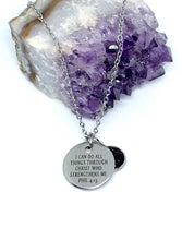 Load image into Gallery viewer, “I Can Do All Things Through Christ Who Strengthens Me” 3-in-1 Necklace (Stainless Steel)