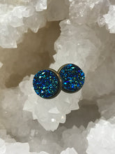 Load image into Gallery viewer, 12mm Galaxy Blue Druzy Studs