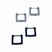 Load image into Gallery viewer, Square Sleeper Hoop Earrings (Stainless Steel)