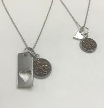 Load image into Gallery viewer, “Elegant Heart” Mother-Daughter Necklace Set (Stainless Steel)