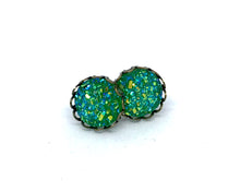 Load image into Gallery viewer, 10mm Green Druzy Studs