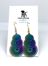 Load image into Gallery viewer, Rainbow Triple Mandala Drop Earrings