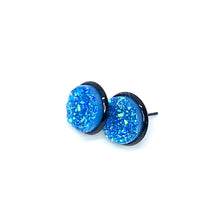 Load image into Gallery viewer, 12mm Cerulean Druzy Studs