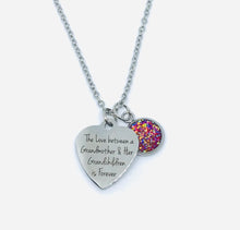 Load image into Gallery viewer, “The Love Between a Grandmother and her Grandchildren is Forever” Necklace (Stainless Steel)