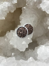 Load image into Gallery viewer, 12mm Chocolate Druzy Studs