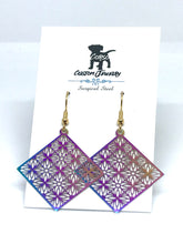 Load image into Gallery viewer, Rainbow Rhombus Drop Earrings