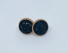 Load image into Gallery viewer, 10mm Black Druzy Studs