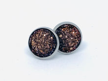 Load image into Gallery viewer, 10mm Chocolate Druzy Studs