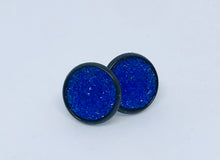 Load image into Gallery viewer, 12mm Sapphire Blue Druzy Studs