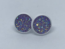 Load image into Gallery viewer, 10mm Purple Druzy Studs