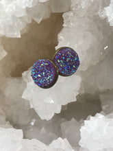 Load image into Gallery viewer, 12mm Bright Purple Druzy Studs
