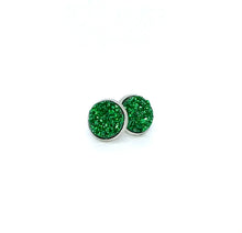 Load image into Gallery viewer, 10mm Emerald Shimmer Druzy Studs