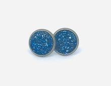 Load image into Gallery viewer, 10mm Denim Blue Druzy Studs