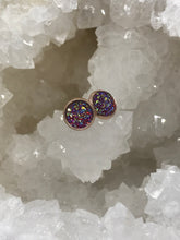 Load image into Gallery viewer, 8mm Dark Pink Druzy Studs