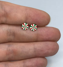 Load image into Gallery viewer, Tiny Peppermint Swirl Studs