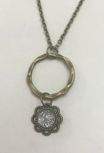 Floral Hoop Necklace (Antique Bronze)