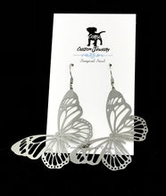 Load image into Gallery viewer, Silver Butterfly Drop Earrings