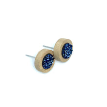 Load image into Gallery viewer, 8mm Denim Blue Druzy Studs