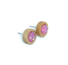 Load image into Gallery viewer, 8mm Pink Druzy Studs