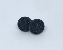 Load image into Gallery viewer, 10mm Black Druzy Studs
