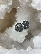 Load image into Gallery viewer, 12mm Gunmetal Druzy Studs