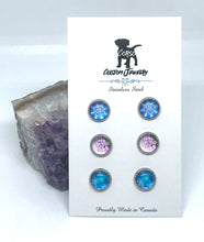 Load image into Gallery viewer, Snowflake 8mm Stud Trio (Stainless Steel)