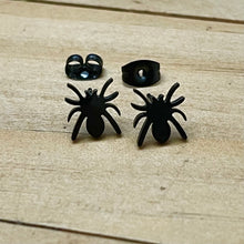 Load image into Gallery viewer, Black Tarantula Studs (Stainless Steel)