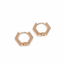 Load image into Gallery viewer, Hexagon Sleeper Hoop Earrings (Stainless Steel)
