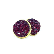 Load image into Gallery viewer, 12mm Merlot Druzy Studs