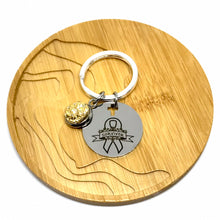 Load image into Gallery viewer, Childhood Cancer Survivor Research Keychain (Stainless Steel)
