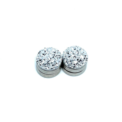 10mm Silver Druzy Magnetic Studs